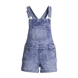 No Boundaries Juniors Denim Shortall with Fray Hem